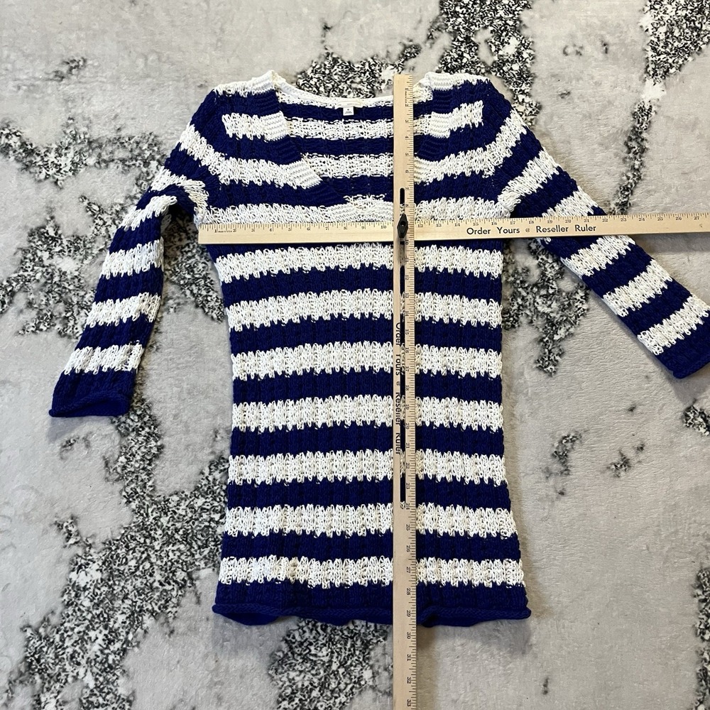 Gap Sweater Knit Top Womens Size M Blue White Stripe Beach Coastal Nautical - Picture 2 of 8